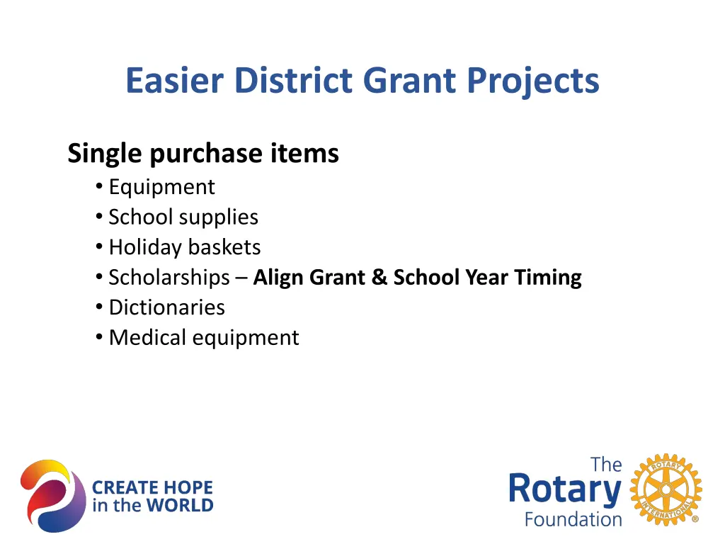 easier district grant projects