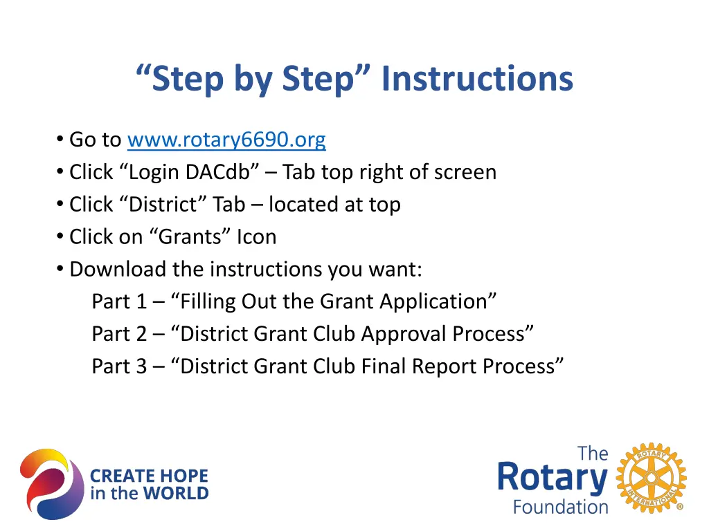 step by step instructions