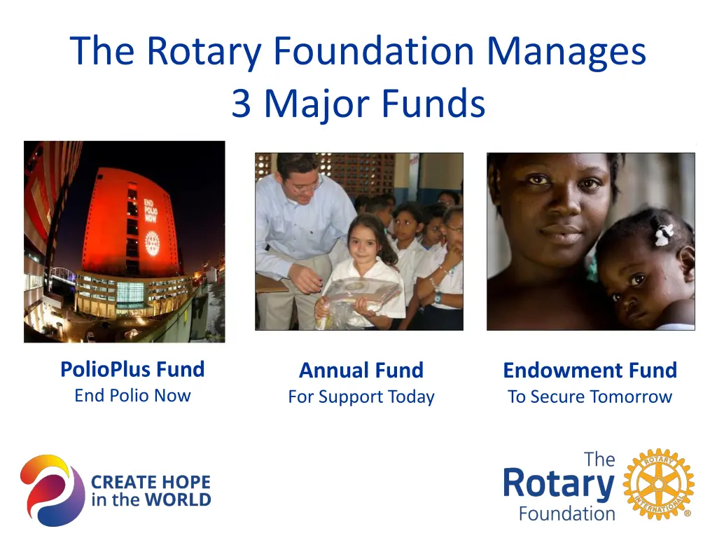 the rotary foundation manages 3 major funds