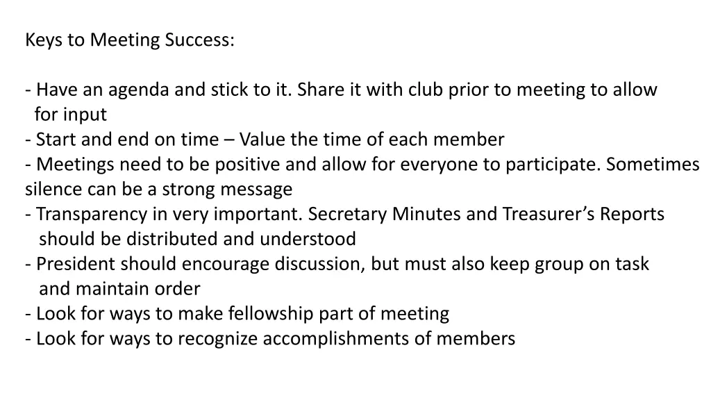 keys to meeting success