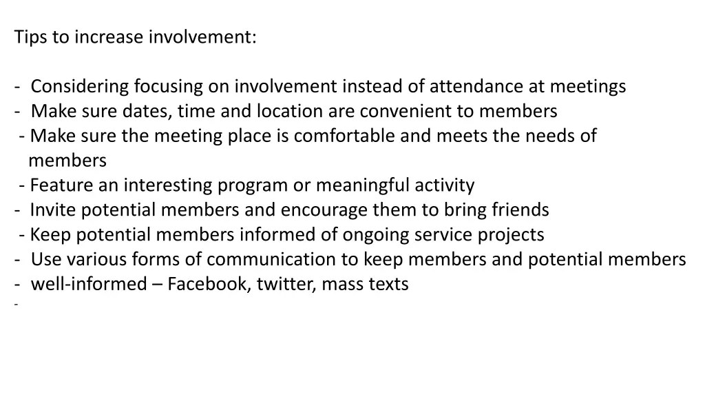 tips to increase involvement