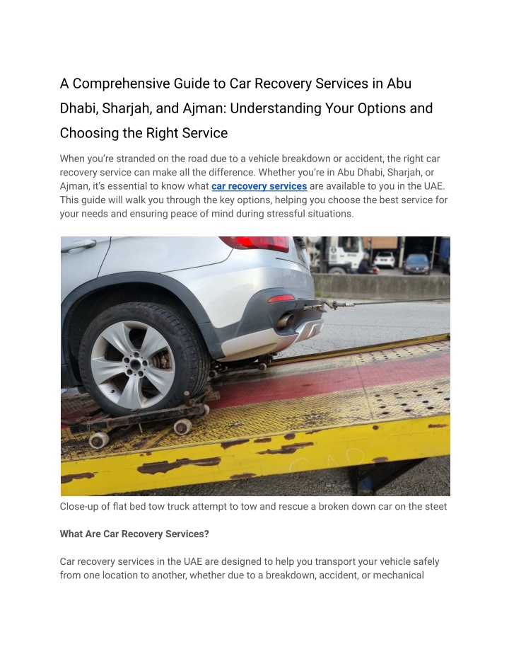 a comprehensive guide to car recovery services