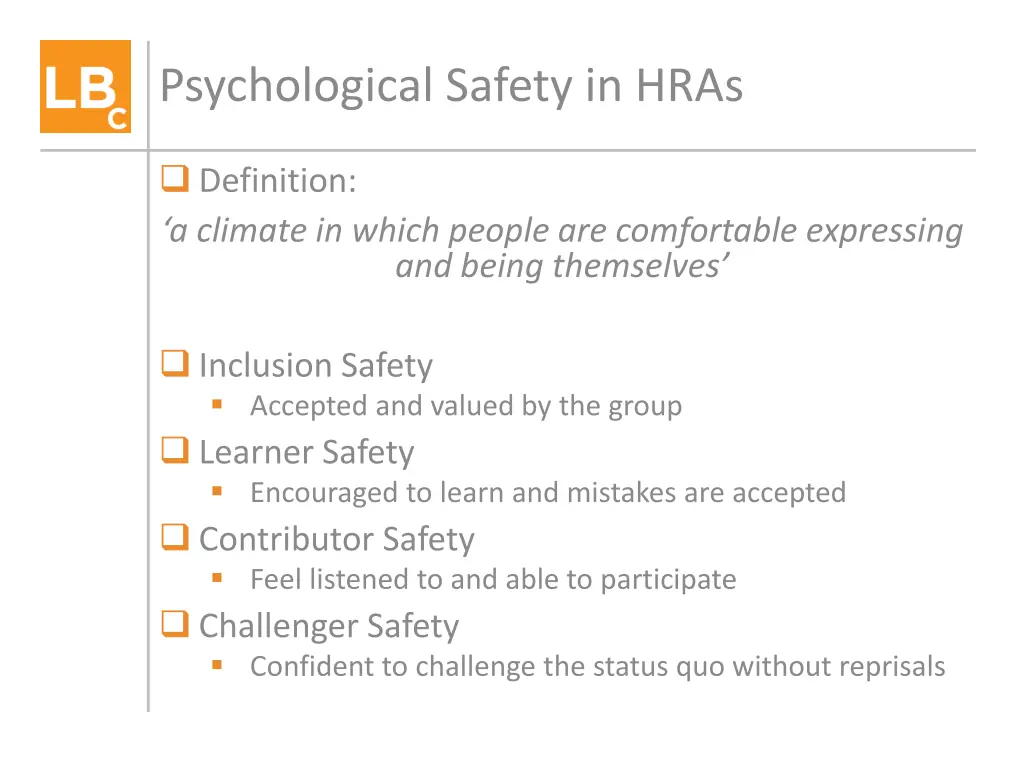 psychological safety in hras