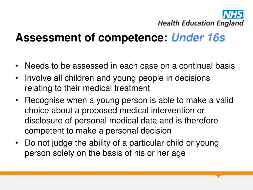 assessment of competence under 16s