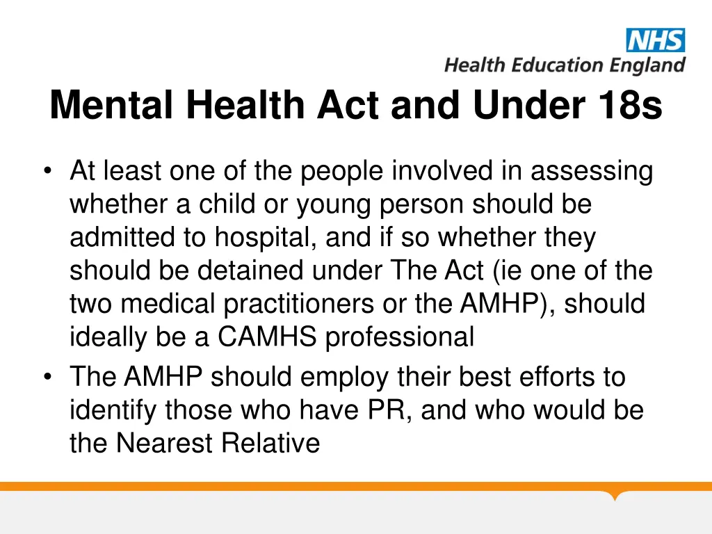 mental health act and under 18s 1