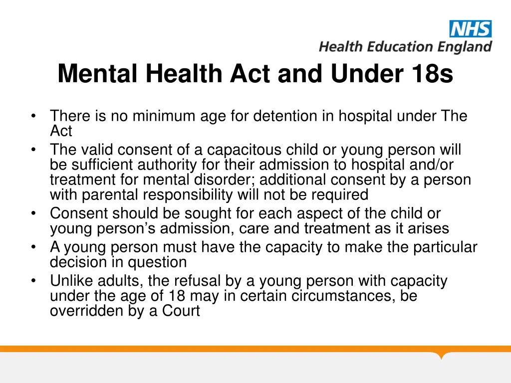 mental health act and under 18s