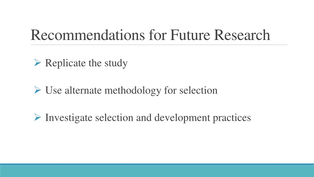 recommendations for future research