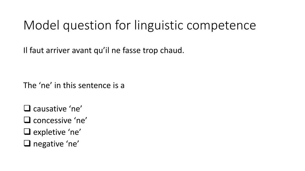 model question for linguistic competence