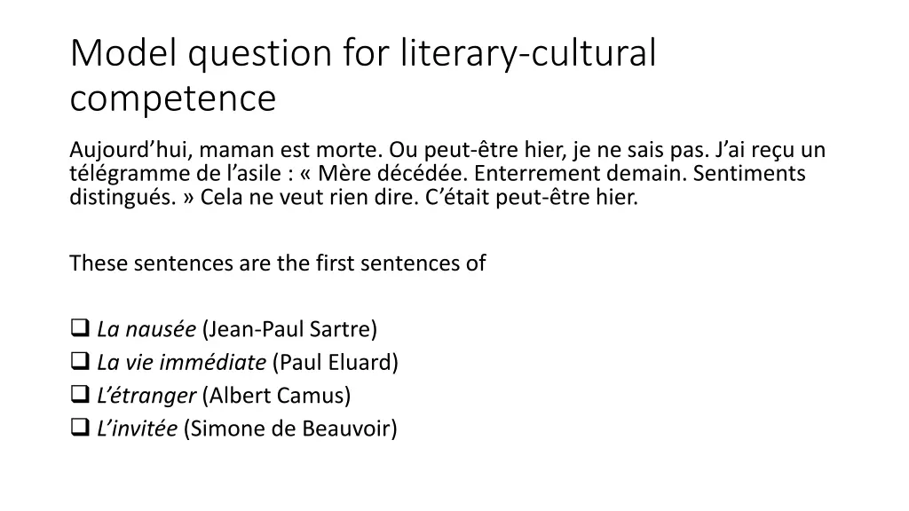 model question for literary cultural competence