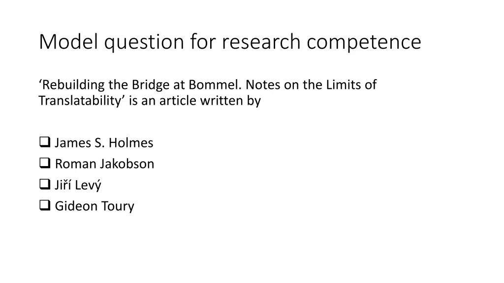 model question for research competence