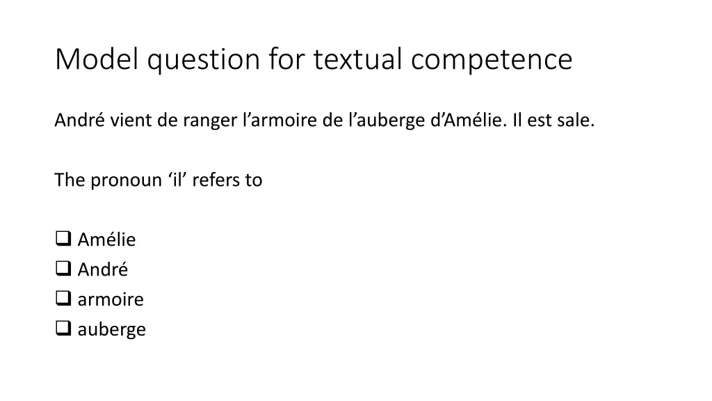 model question for textual competence