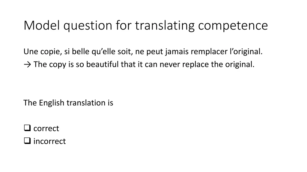 model question for translating competence