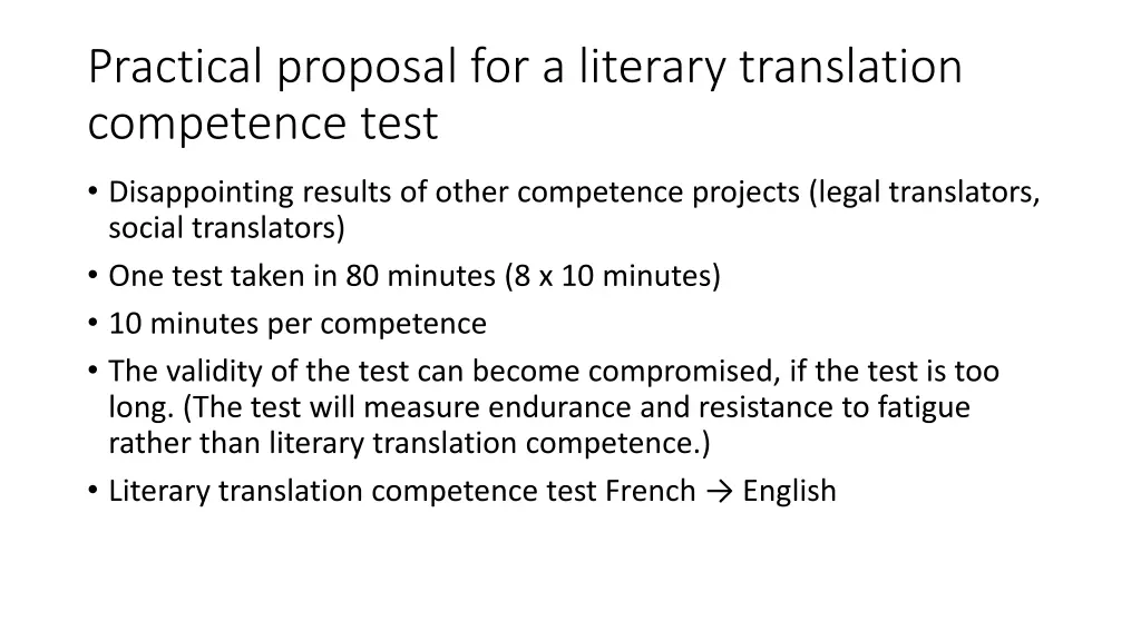 practical proposal for a literary translation