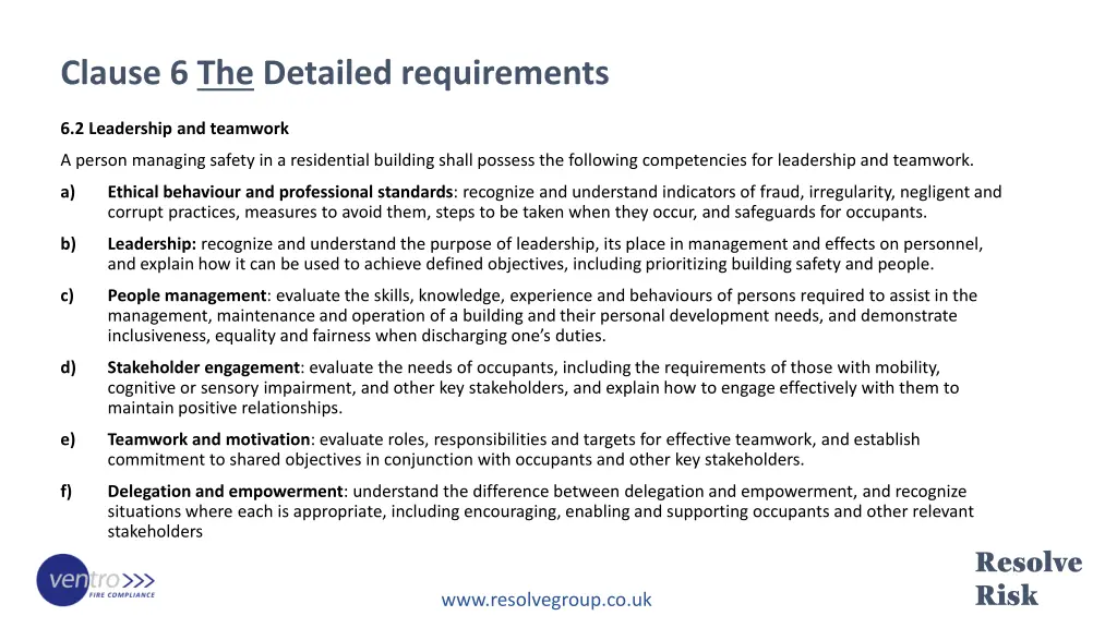 clause 6 the detailed requirements 1