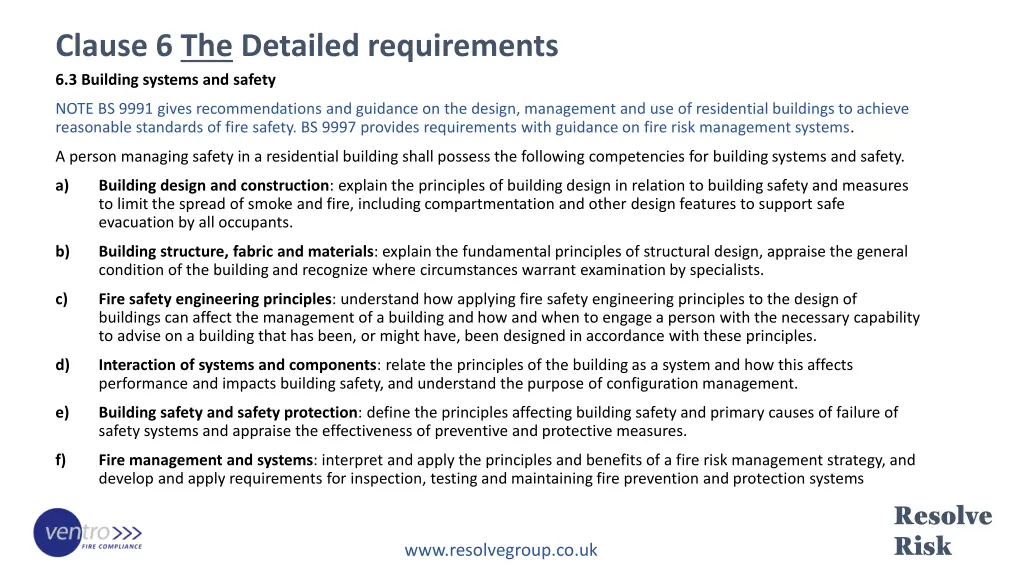 clause 6 the detailed requirements 2