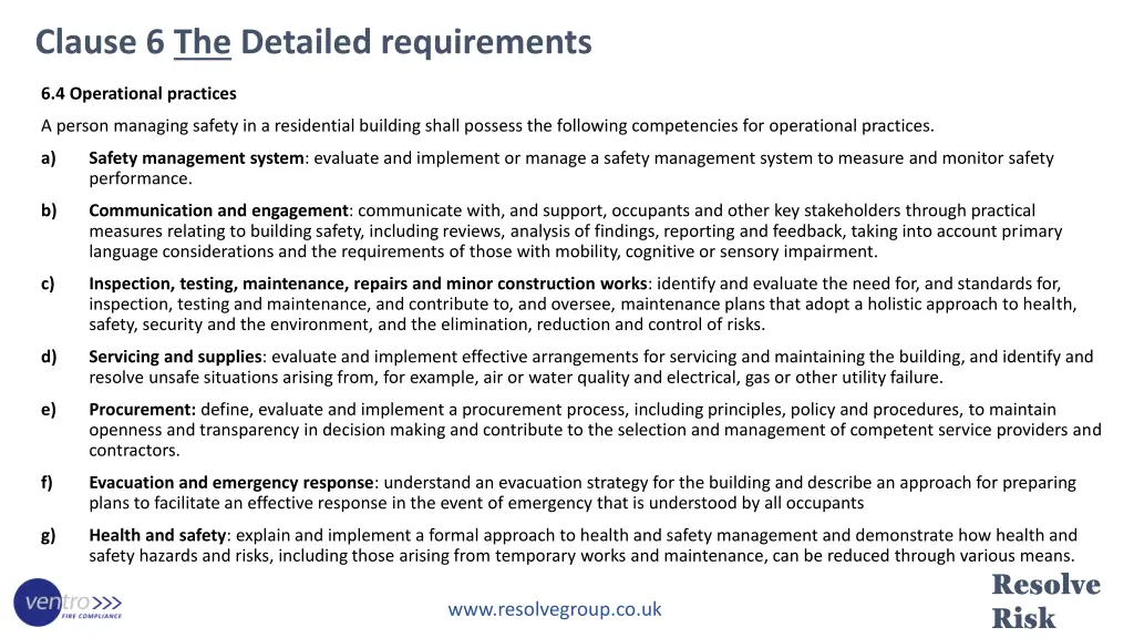 clause 6 the detailed requirements 3