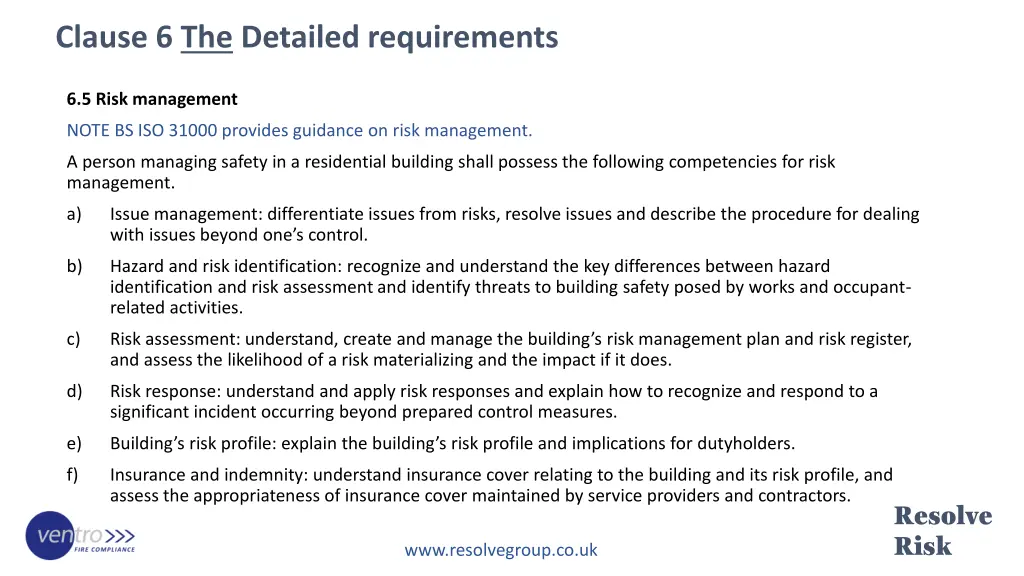 clause 6 the detailed requirements 4