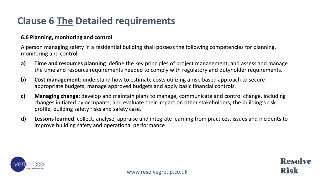 clause 6 the detailed requirements 5