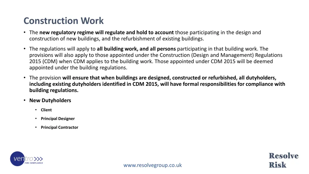 construction work the new regulatory regime will