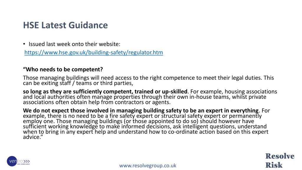 hse latest guidance