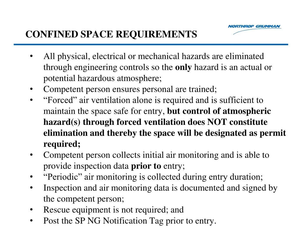 confined space requirements