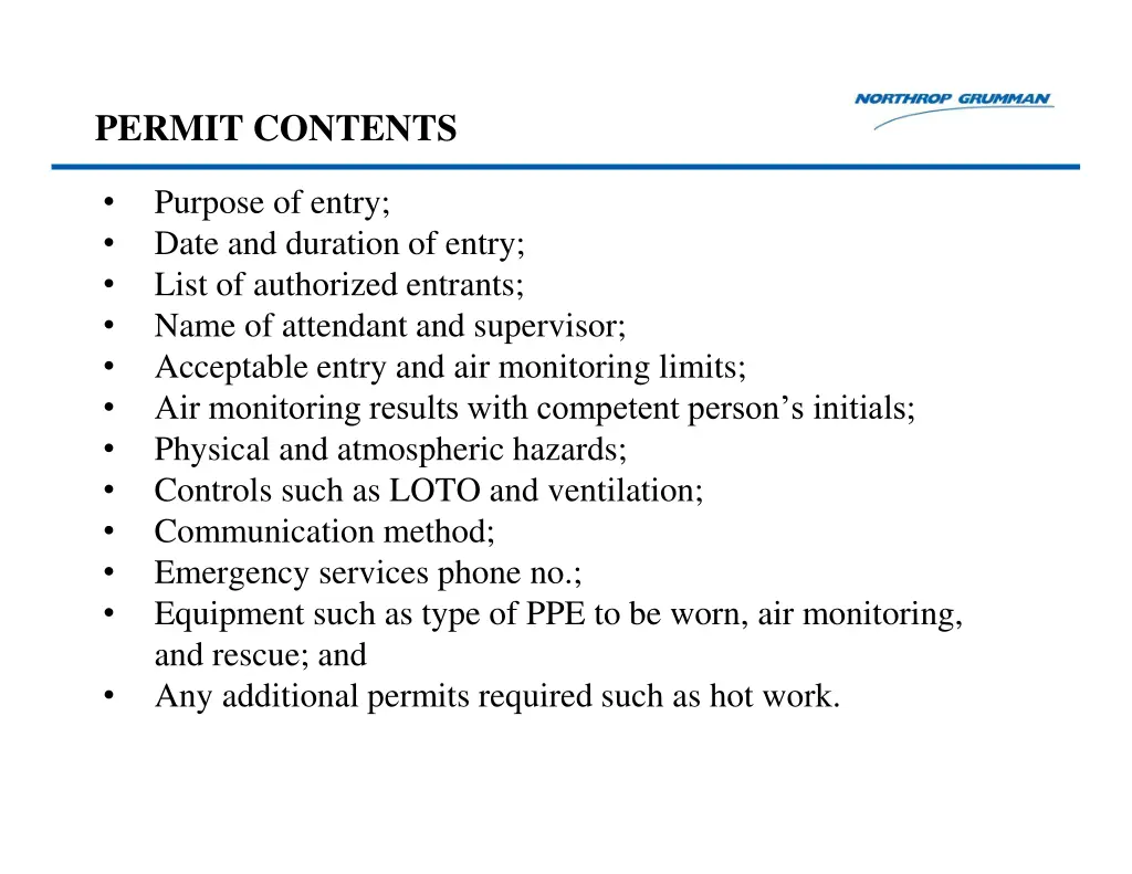 permit contents