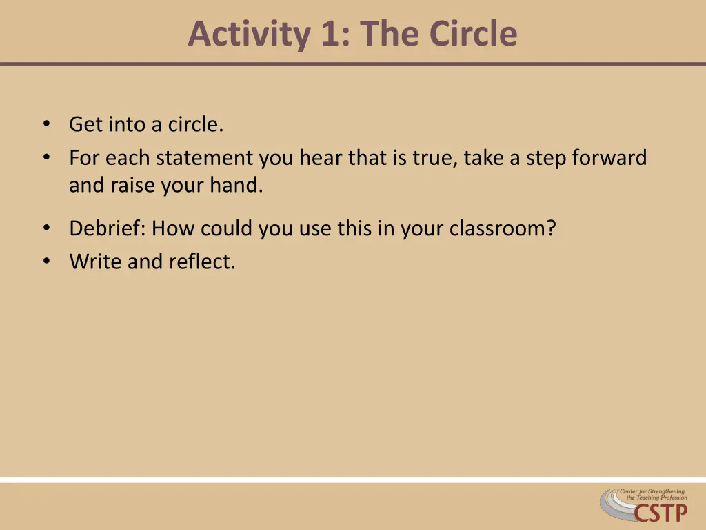 activity 1 the circle