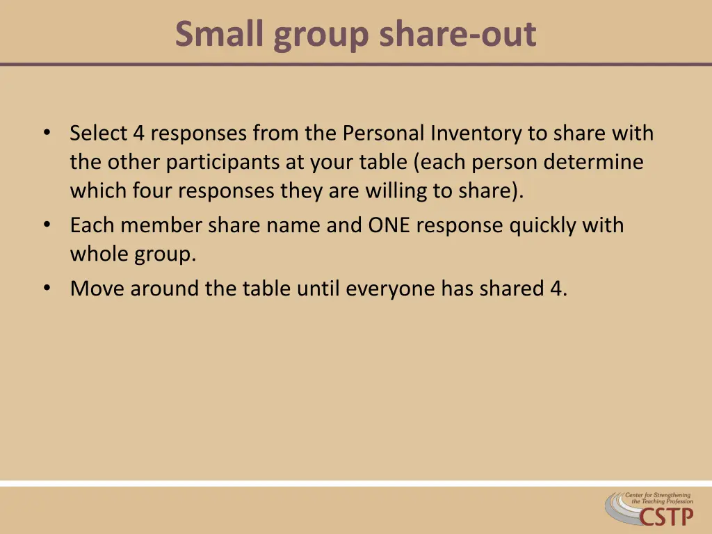 small group share out