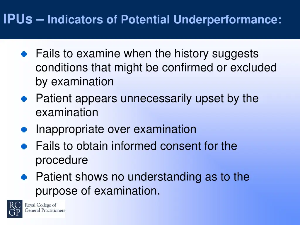 ipus indicators of potential underperformance