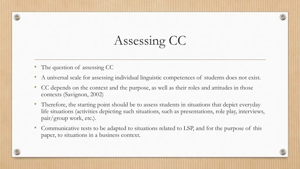 assessing cc