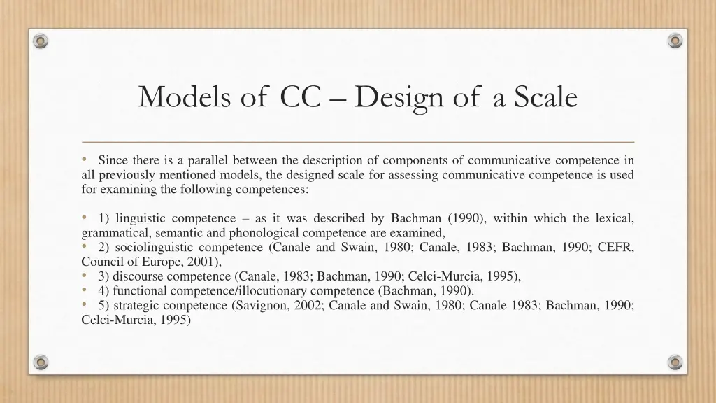 models of cc design of a scale