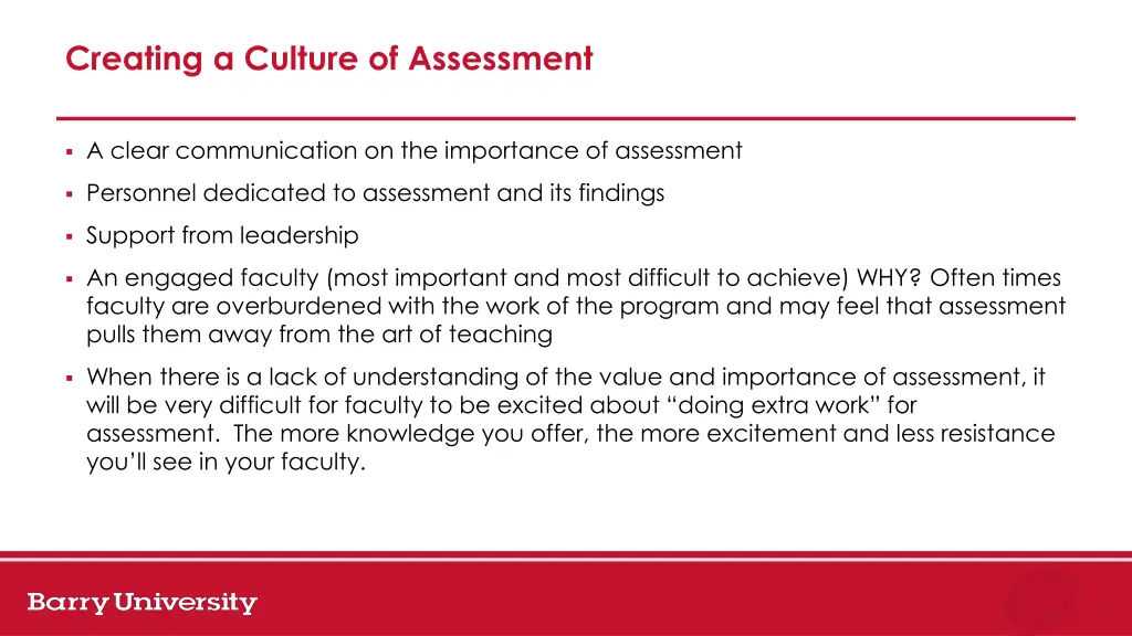 creating a culture of assessment 1