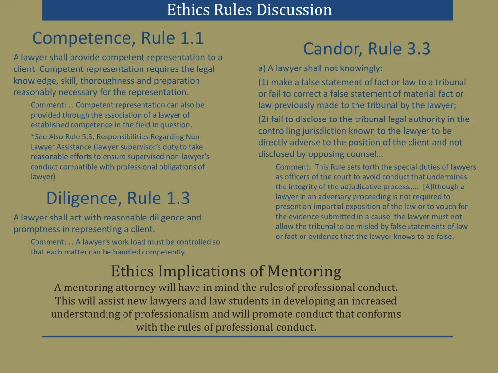 ethics rules discussion