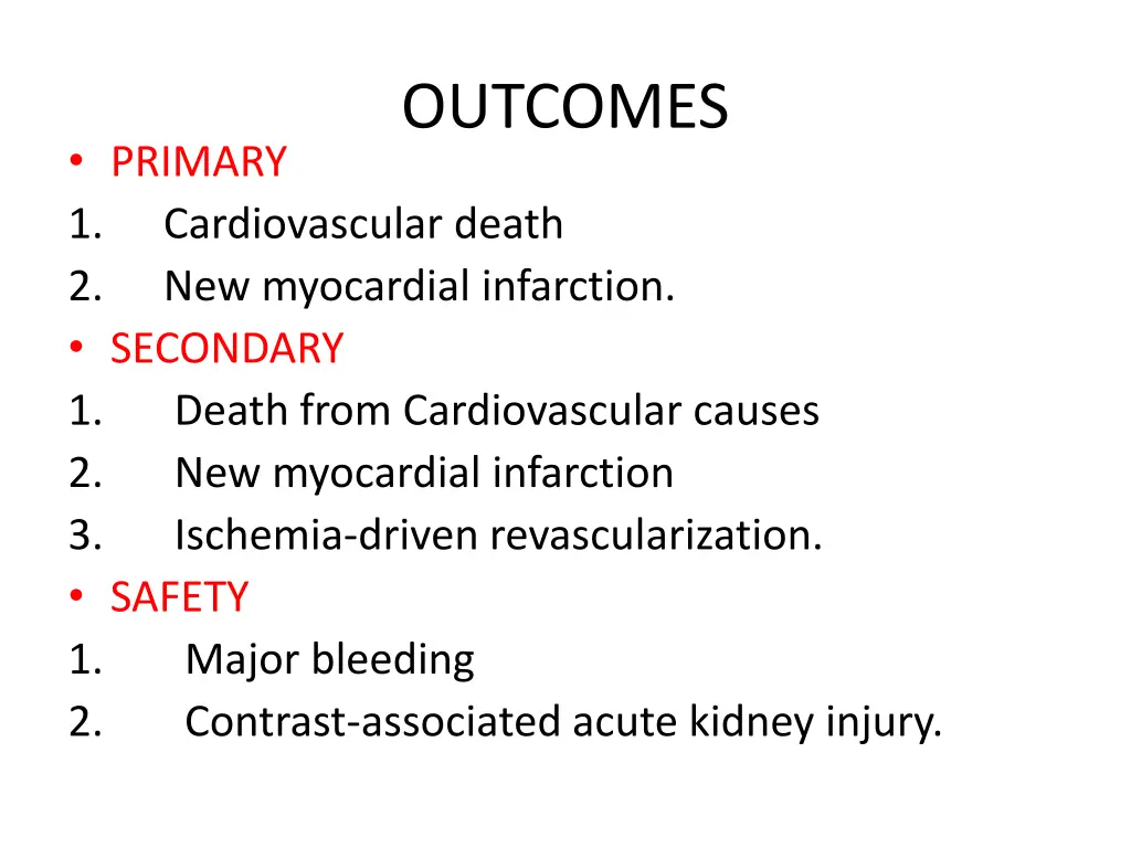 outcomes