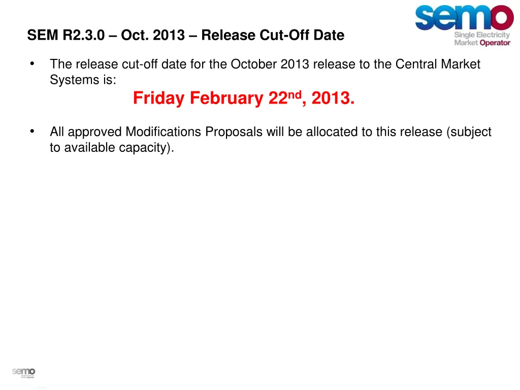 sem r2 3 0 oct 2013 release cut off date