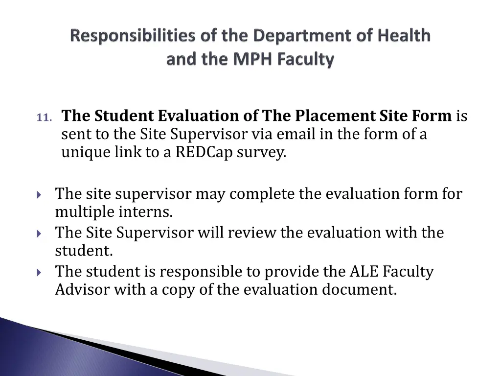 11 the student evaluation of the placement site