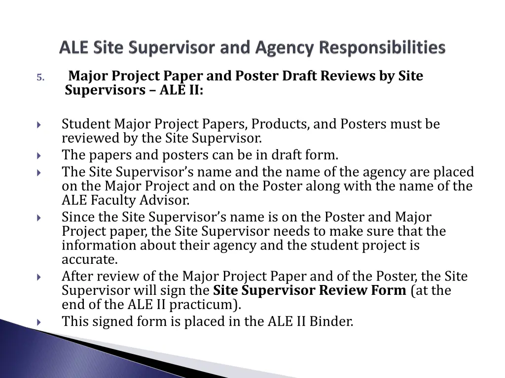 major project paper and poster draft reviews