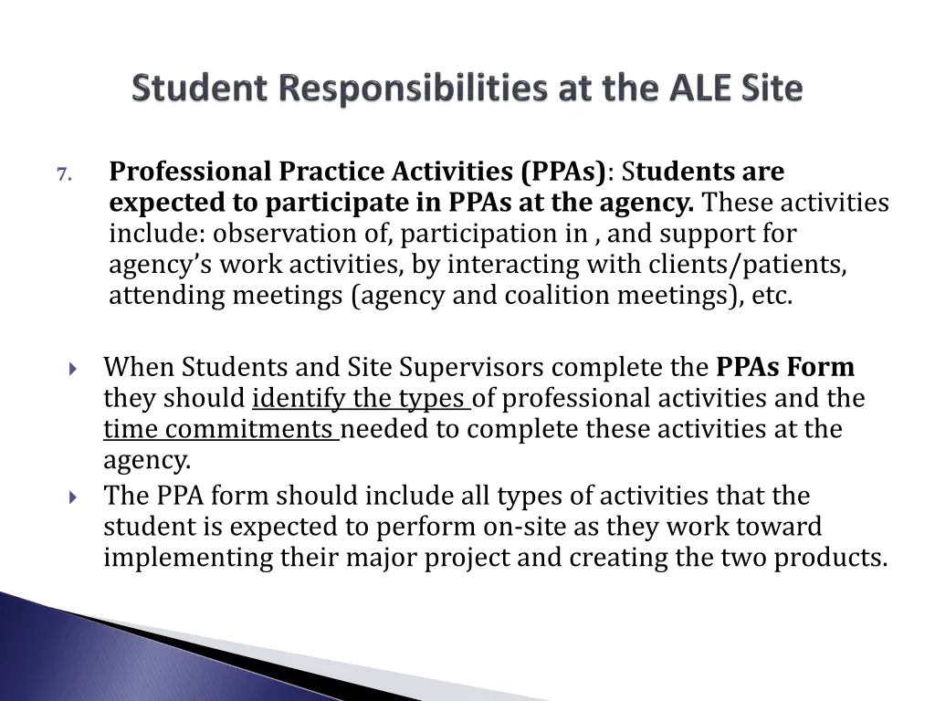 professional practice activities ppas s tudents