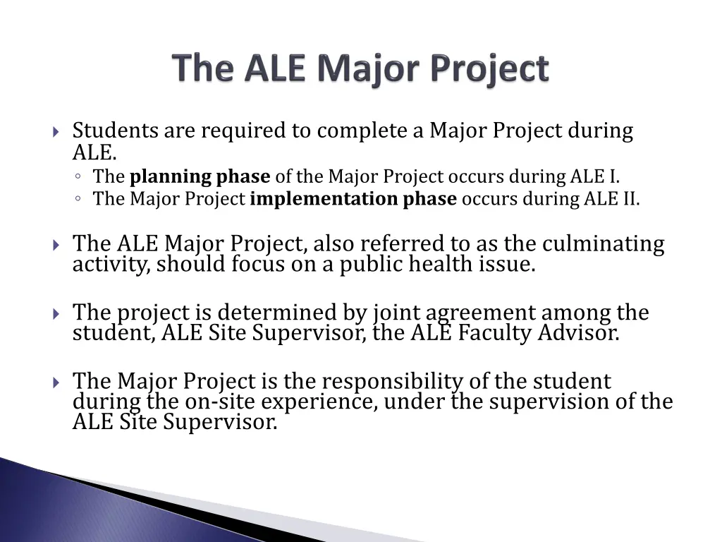 students are required to complete a major project