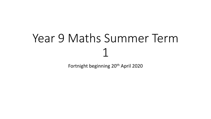 year 9 maths summer term 1