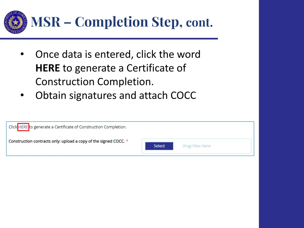 msr completion step cont 2