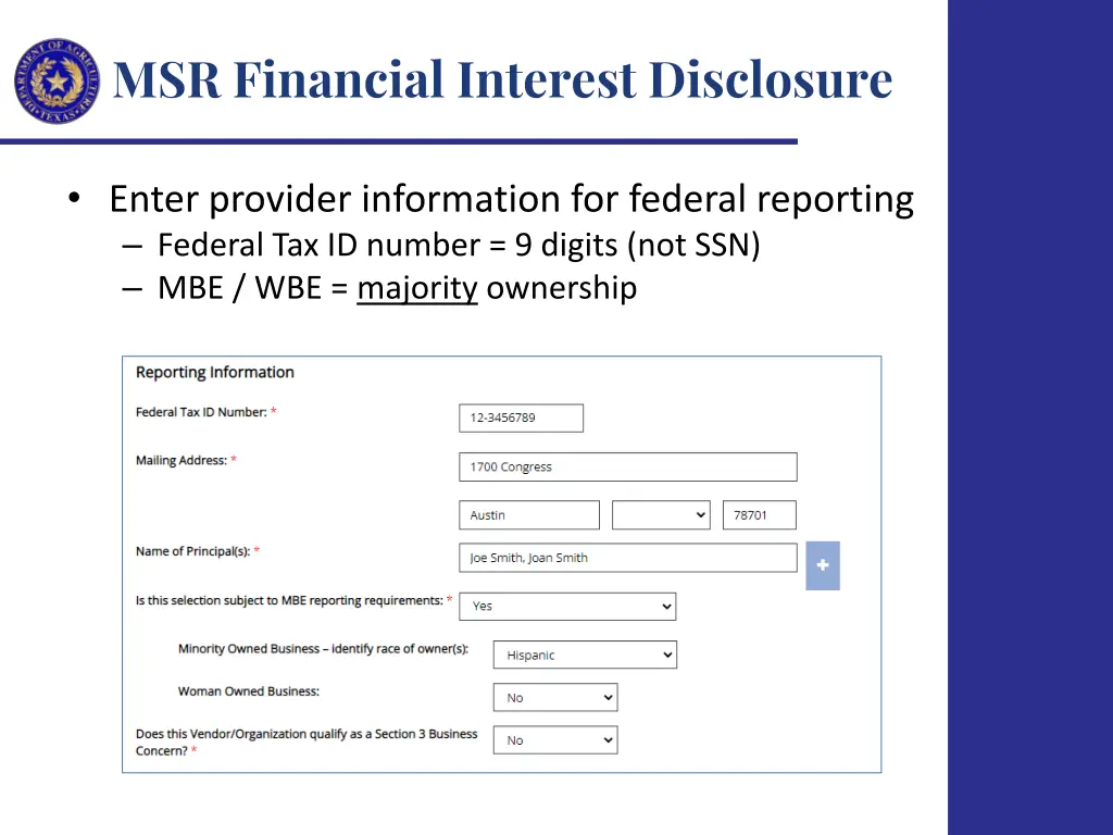 msr financial interest disclosure 1