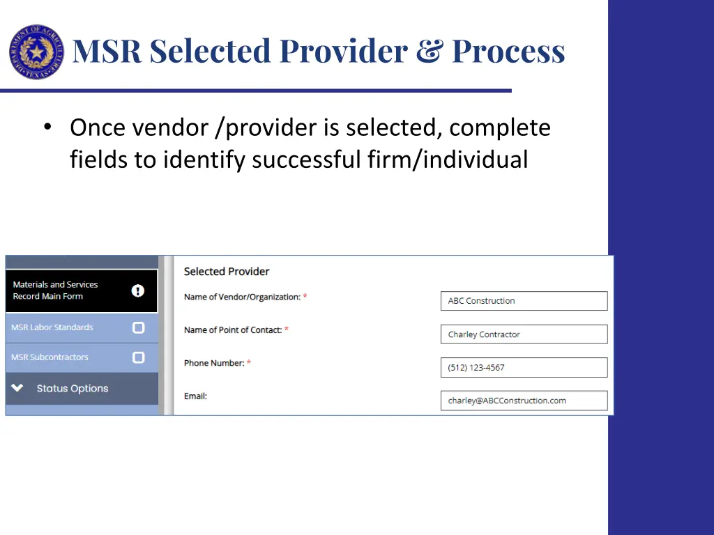 msr selected provider process