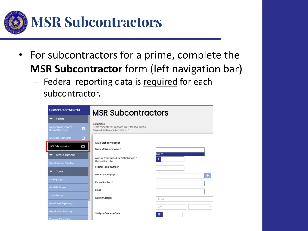 msr subcontractors