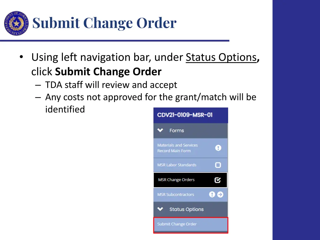 submit change order