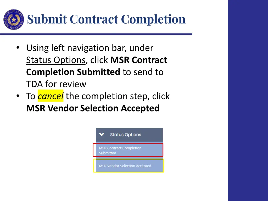 submit contract completion