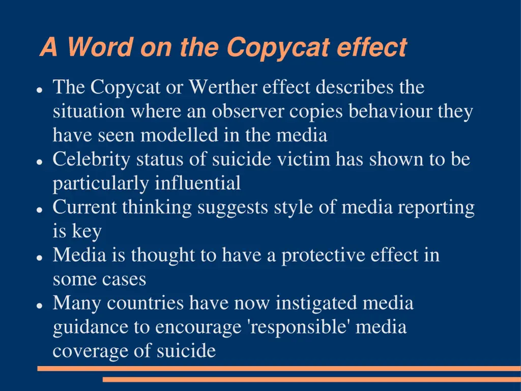 a word on the copycat effect