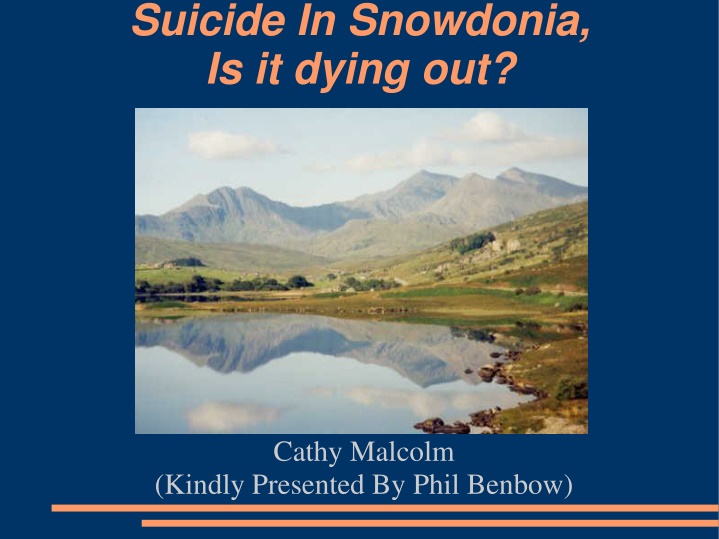 suicide in snowdonia is it dying out