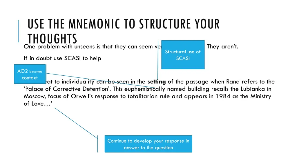 use the mnemonic to structure your thoughts