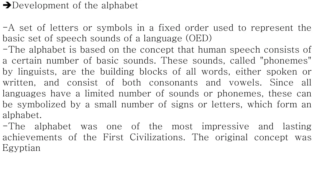 development of the alphabet